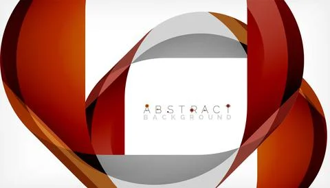 Abstract square shape with overlapping waves, minimal geometric background Stock Illustration