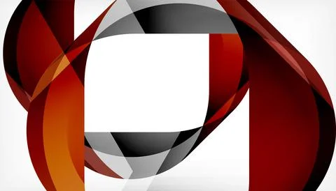 Abstract square shape with overlapping waves, minimal geometric background Stock Illustration