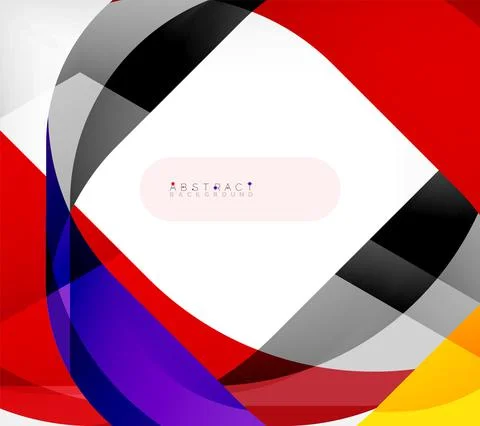Abstract square shape with overlapping waves, minimal geometric background Stock Illustration