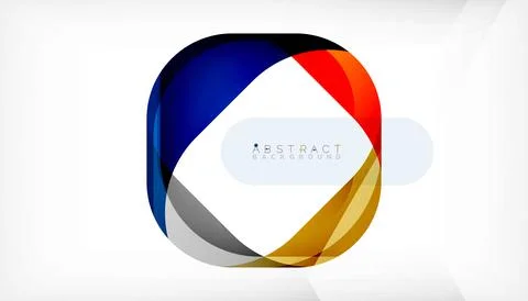 Abstract square shape with overlapping waves, minimal geometric background Stock Illustration