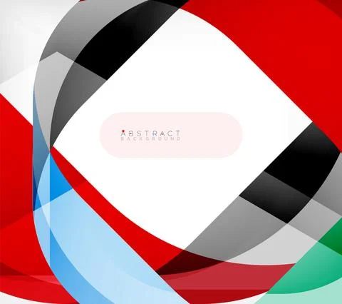 Abstract square shape with overlapping waves, minimal geometric background Stock Illustration