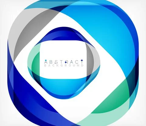 Abstract square shape with overlapping waves, minimal geometric background Stock Illustration