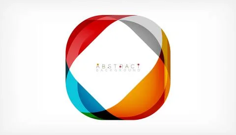 Abstract square shape with overlapping waves, minimal geometric background Stock Illustration