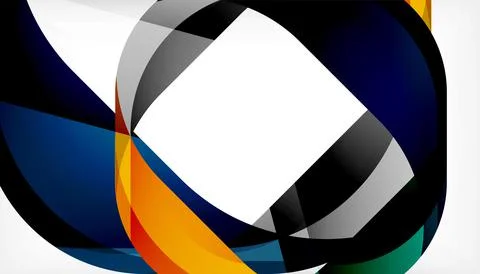 Abstract square shape with overlapping waves, minimal geometric background Stock Illustration