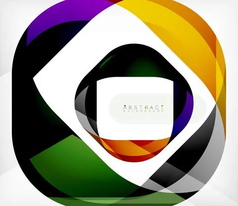 Abstract square shape with overlapping waves, minimal geometric background Stock Illustration