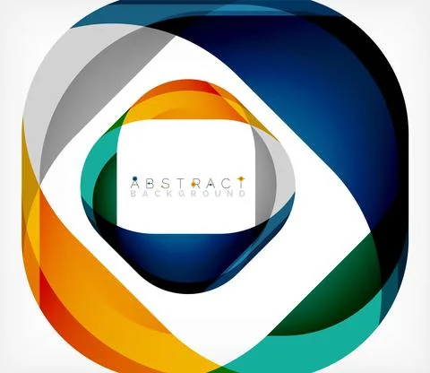 Abstract square shape with overlapping waves, minimal geometric background Stock Illustration