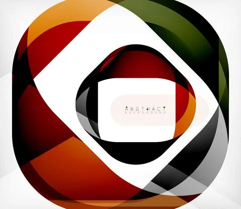 Abstract square shape with overlapping waves, minimal geometric background Stock Illustration