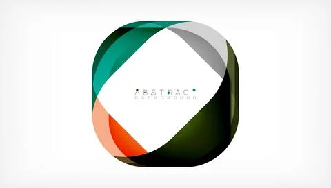 Abstract square shape with overlapping waves, minimal geometric background Illustrazione stock