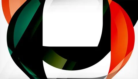 Abstract square shape with overlapping waves, minimal geometric background Illustrazione stock