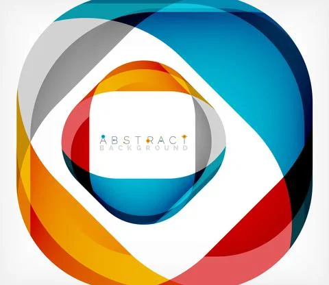 Abstract square shape with overlapping waves, minimal geometric background Stock Illustration