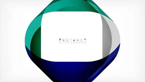 Abstract square shape with overlapping waves, minimal geometric background Illustrazione stock