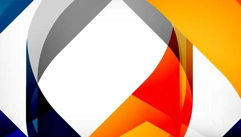 Abstract square shape with overlapping waves, minimal geometric background Stock Illustration