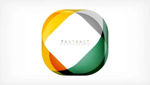 Abstract square shape with overlapping waves, minimal geometric background Illustrazione stock