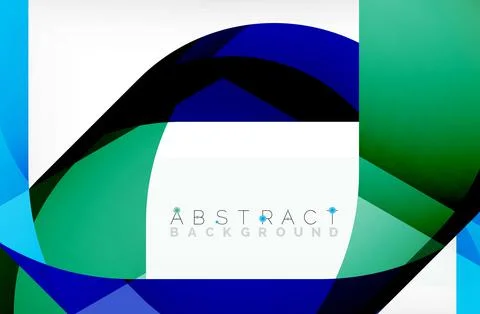 Abstract square shape with overlapping waves, minimal geometric background Illustrazione stock