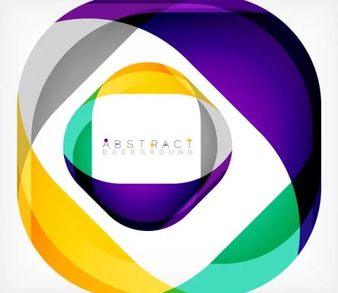Abstract square shape with overlapping waves, minimal geometric background Stock Illustration