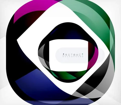 Abstract square shape with overlapping waves, minimal geometric background Illustrazione stock