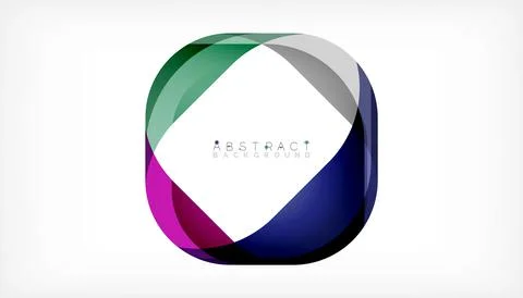 Abstract square shape with overlapping waves, minimal geometric background Stock Illustration