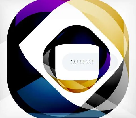 Abstract square shape with overlapping waves, minimal geometric background Stock Illustration