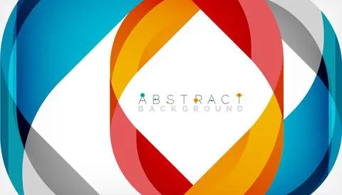 Abstract square shape with overlapping waves, minimal geometric background Stock Illustration