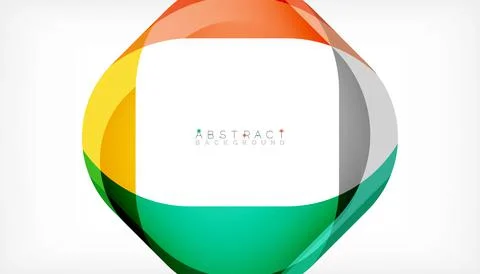 Abstract square shape with overlapping waves, minimal geometric background Illustrazione stock