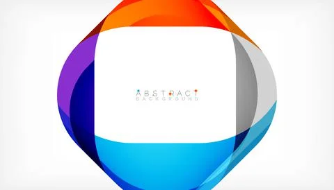 Abstract square shape with overlapping waves, minimal geometric background Illustrazione stock