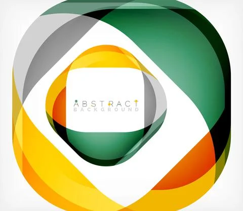 Abstract square shape with overlapping waves, minimal geometric background Stock Illustration