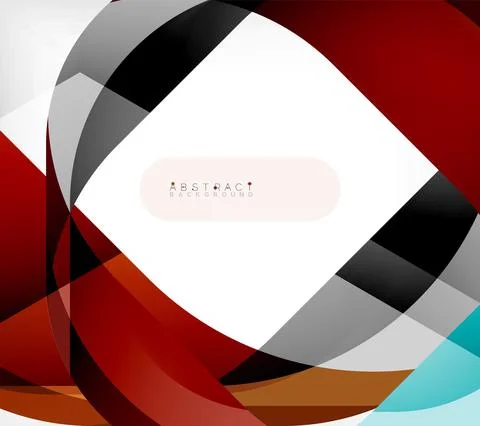 Abstract square shape with overlapping waves, minimal geometric background Illustrazione stock