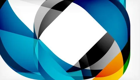 Abstract square shape with overlapping waves, minimal geometric background Illustrazione stock