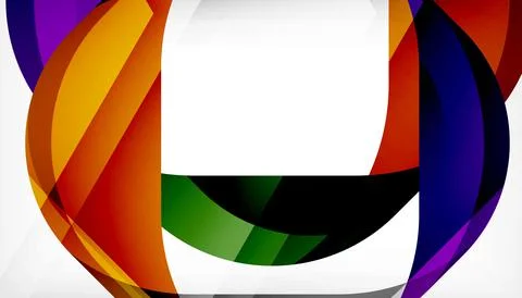 Abstract square shape with overlapping waves, minimal geometric background Stock Illustration