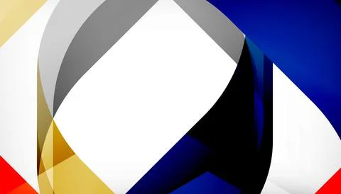 Abstract square shape with overlapping waves, minimal geometric background Stock Illustration