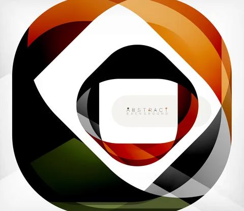 Abstract square shape with overlapping waves, minimal geometric background Illustrazione stock