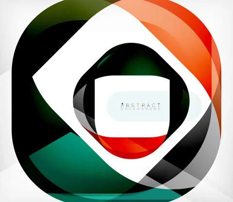 Abstract square shape with overlapping waves, minimal geometric background Stock Illustration