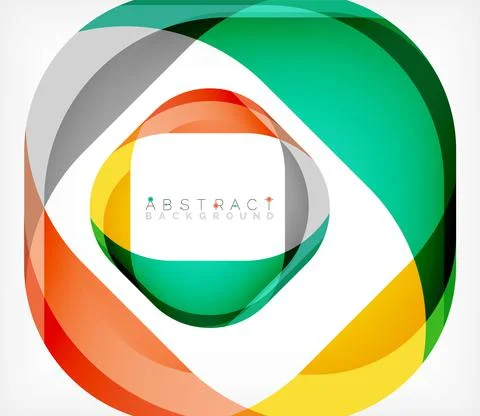 Abstract square shape with overlapping waves, minimal geometric background Illustrazione stock