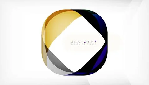 Abstract square shape with overlapping waves, minimal geometric background Stock Illustration