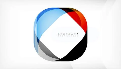 Abstract square shape with overlapping waves, minimal geometric background Stock Illustration