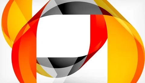 Abstract square shape with overlapping waves, minimal geometric background Illustrazione stock