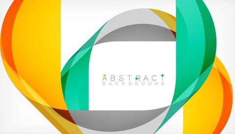 Abstract square shape with overlapping waves, minimal geometric background Illustrazione stock