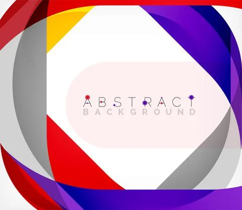 Abstract square shape with overlapping waves, minimal geometric background Illustrazione stock