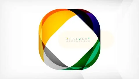 Abstract square shape with overlapping waves, minimal geometric background Illustrazione stock