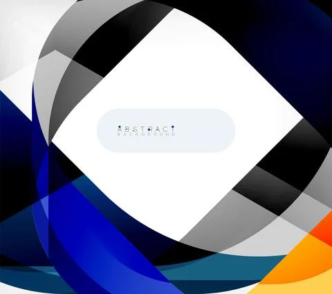 Abstract square shape with overlapping waves, minimal geometric background Illustrazione stock