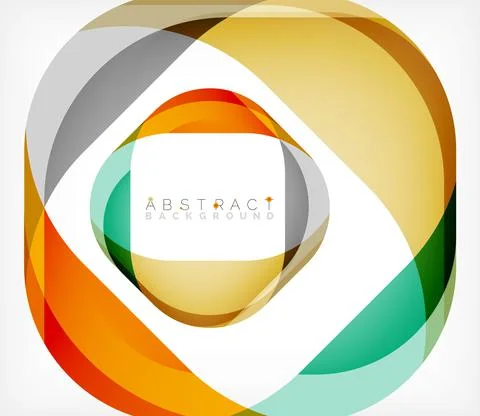 Abstract square shape with overlapping waves, minimal geometric background Illustrazione stock