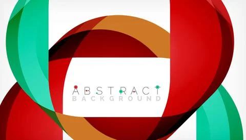 Abstract square shape with overlapping waves, minimal geometric background Illustrazione stock