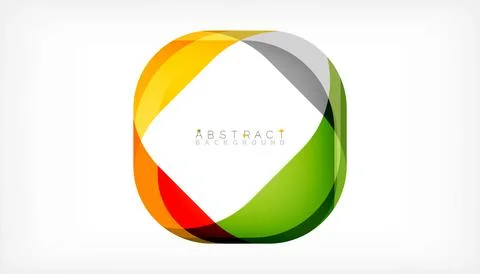 Abstract square shape with overlapping waves, minimal geometric background Illustrazione stock