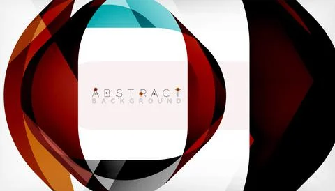 Abstract square shape with overlapping waves, minimal geometric background Illustrazione stock