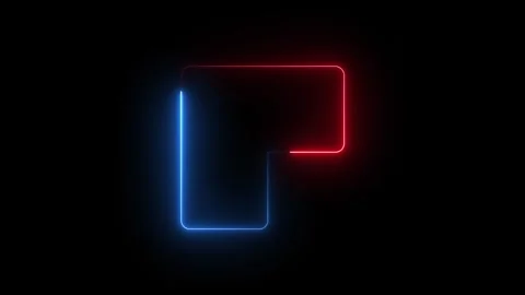 Abstract square shape with red and blue neon light lines Stock Footage 345626617