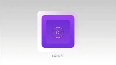 Abstract square shaped icon appear on a screen with a play triangular sign on it Ilustración de archivo