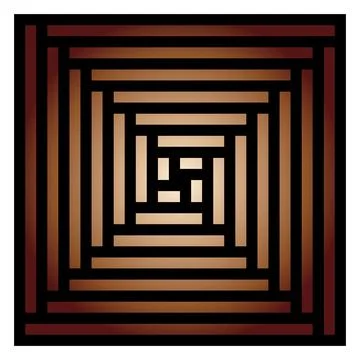 Abstract Square Spiral Geometric Line Pattern on Black Background Stock Illustration