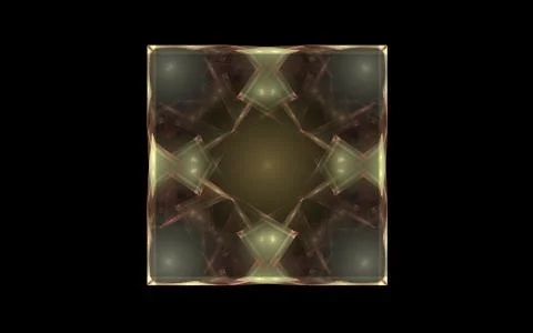 Abstract square symbol in the shape of an ornament with golden faces Stock Illustration