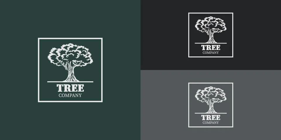 Abstract square tree logo in white silver color Stock Illustration