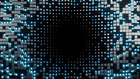Abstract square tunnel geometric block surface loop 3D render Stock Footage 319827565